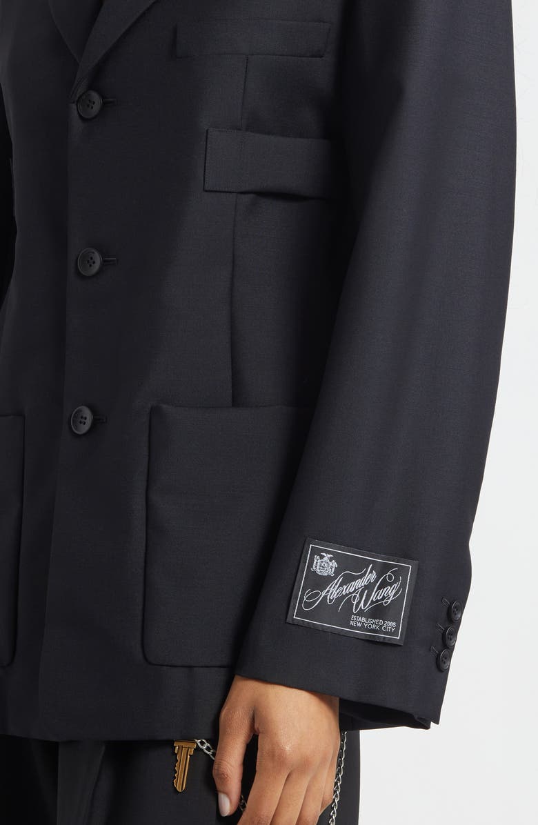 Alexander Wang Side Tab Wool & Mohair Blazer, Alternate, color, Black