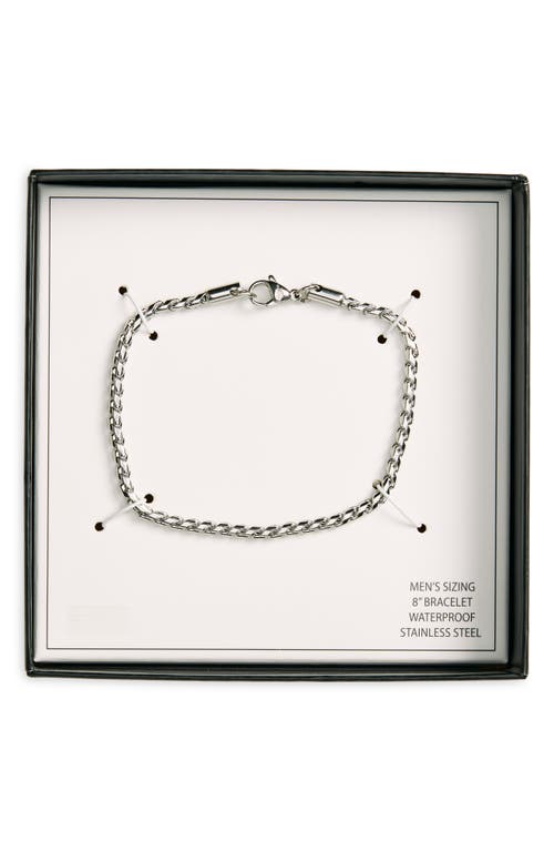 Nordstrom Rack Waterproof Stainless Steel Wheat Chain Bracelet In Silver