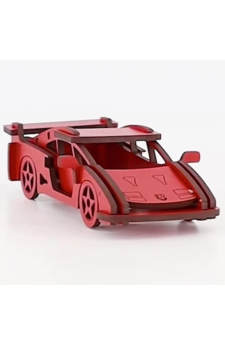 Little 
Wood Woodlet Medium Red Sports Car 3D Wooden Kitset,Ages 6+, Alternate, color, Multicolored