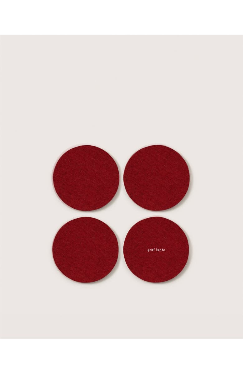 Graf Lantz Bierfilzl Merino Wool Round Coaster Solid 4 Pack, Main, color, Cherry