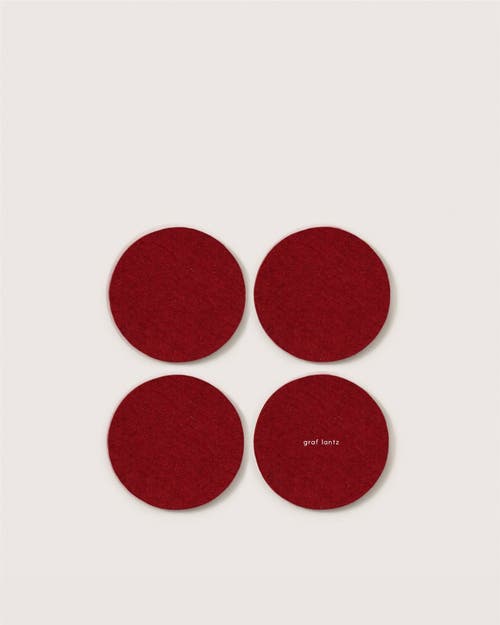 Graf & Lantz Graf Lantz Bierfilzl Merino Wool Round Coaster Solid 4 Pack In Red