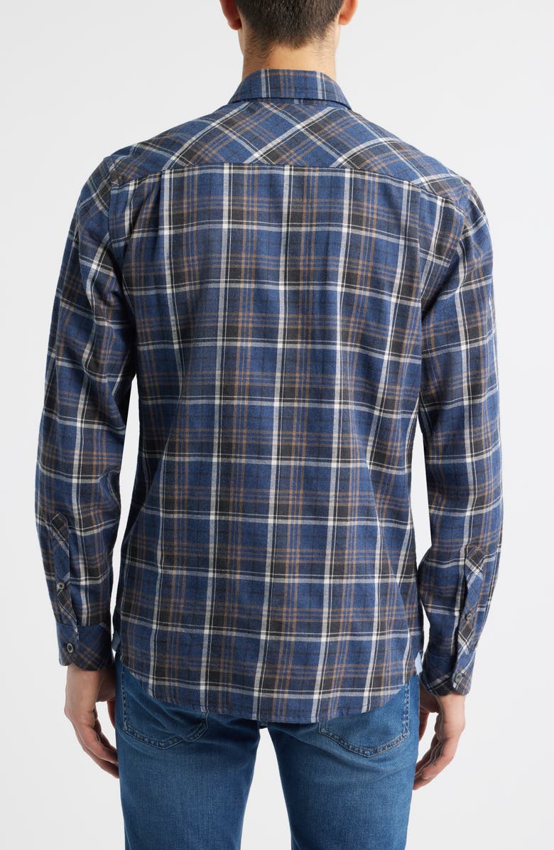 James Campbell Creston Trim Fit Plaid Cotton Button-Up Shirt, Alternate, color, Navy