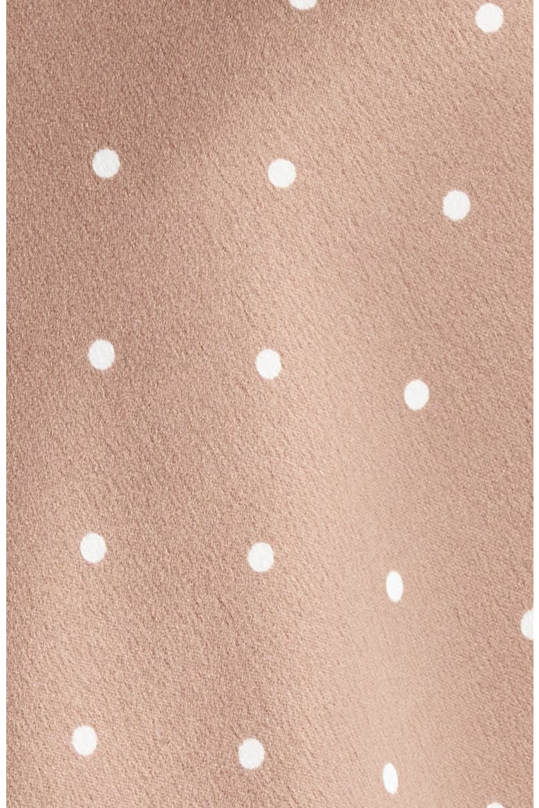 Lace Trim Satin Shortie Pajamas, Alternate, color, BROWN- IVORY PIN DOT