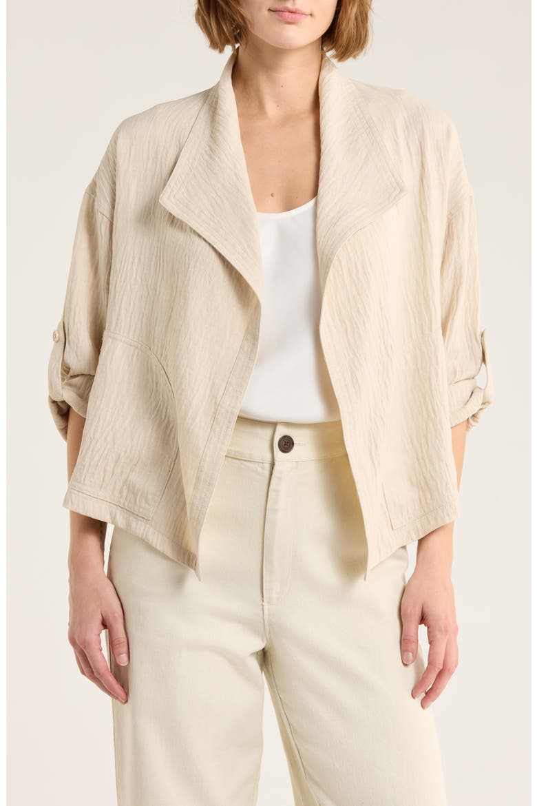 Textured Drape Jacket, Main, color, HEATHER OATMEAL