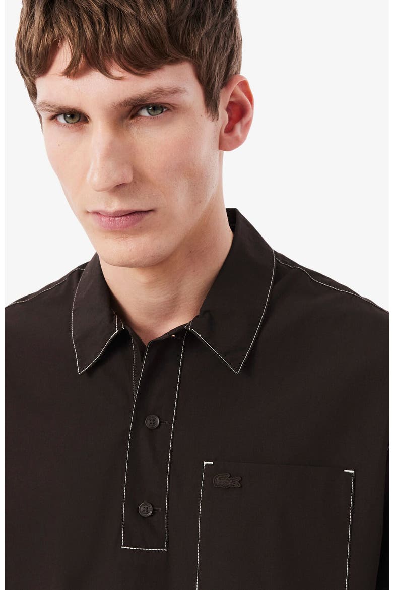 Topstitch Detail Woven Cotton Shirt, Alternate, color, BUFFALO