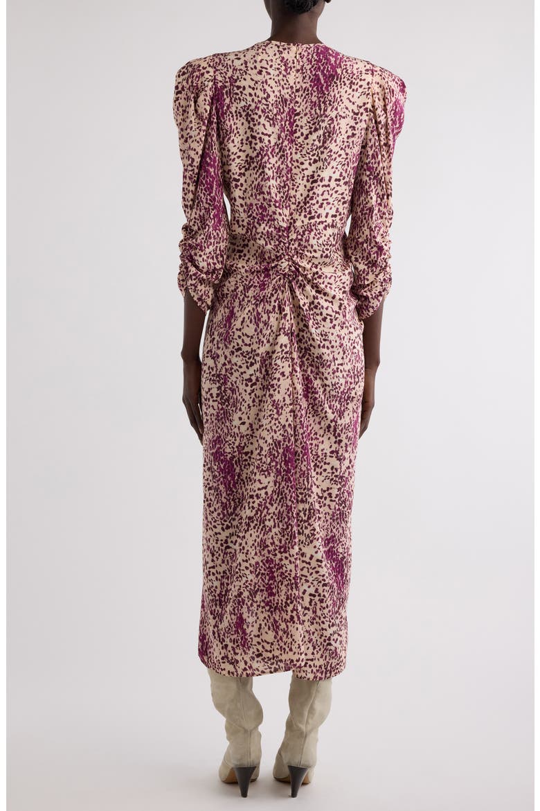 Albini Stretch Silk Midi Dress, Alternate, color, PURPLE/ ECRU