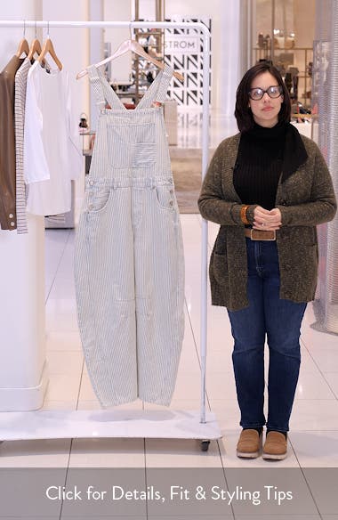 Good Luck Stripe Barrel Leg Overalls