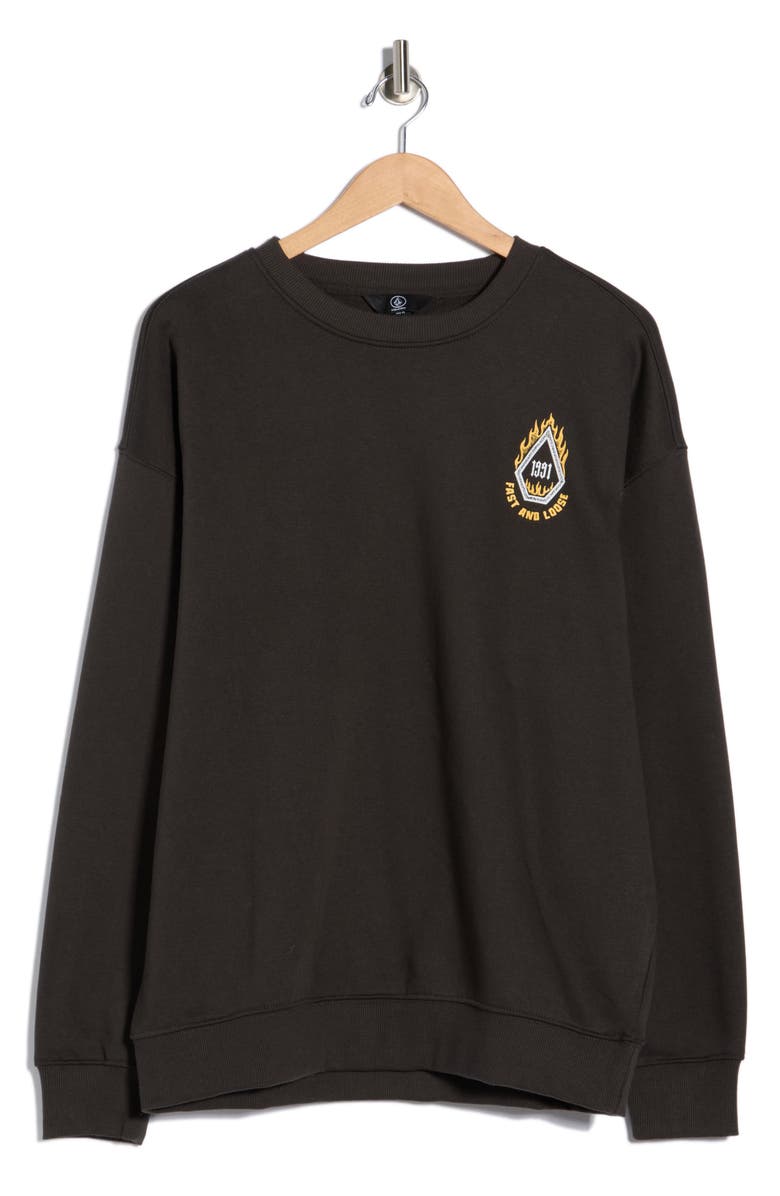 Volcom Round About Crew Sweater, Alternate, color, Stealth