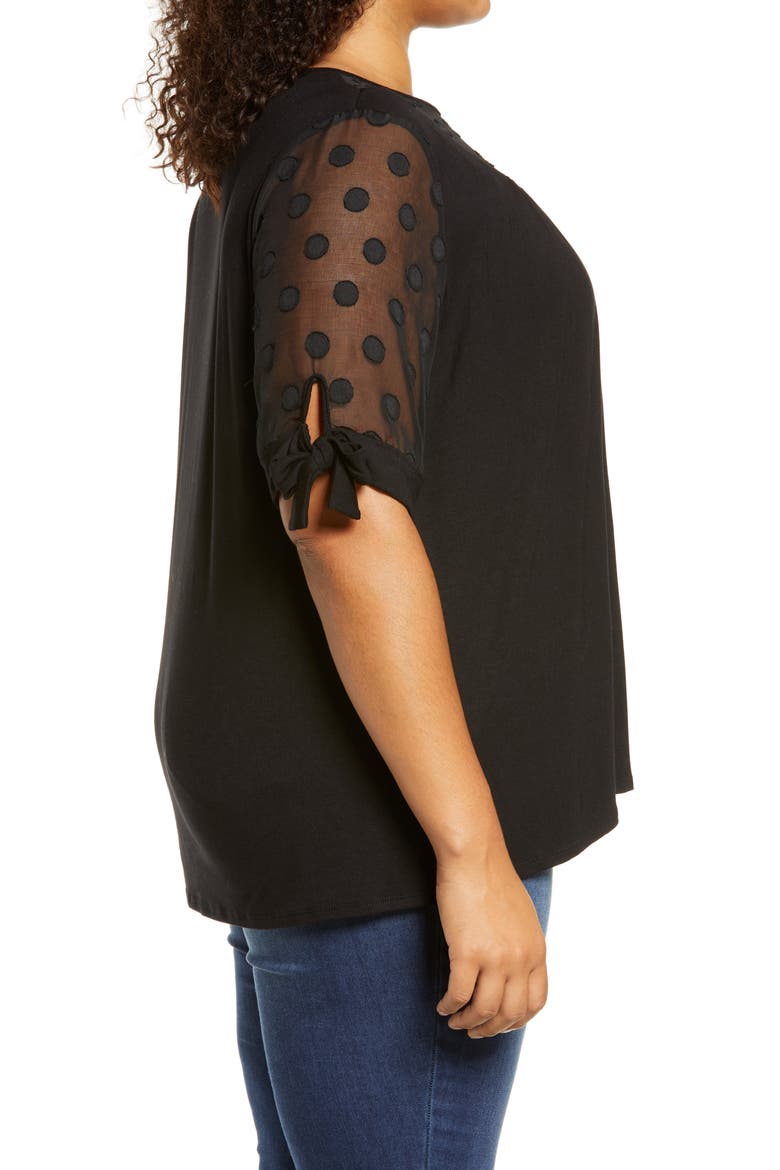 Dot Chiffon Top, Alternate, color, BLACK
