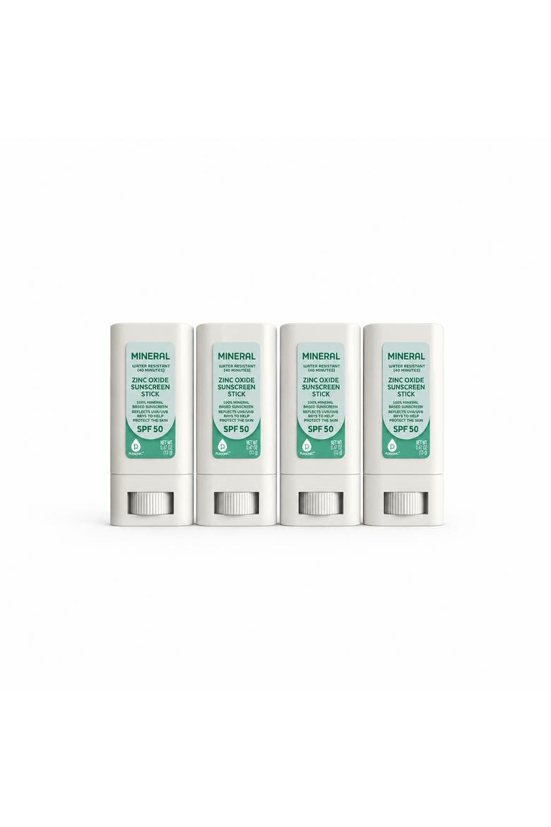 Mineral Zinc Oxide Sunscreen Stick SPF 50, Broad Spectrum Sun Protection - 4-Pack Value Bundle, Main, color, White