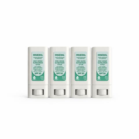 Mineral Zinc Oxide Sunscreen Stick SPF 50, Broad Spectrum Sun Protection - 4-Pack Value Bundle