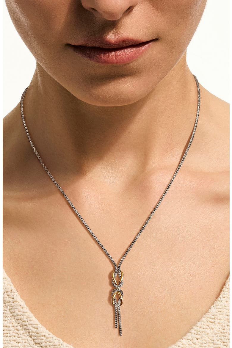 Infinite Love Knot 14k Gold & Sterling Silver Pendant Necklace, Alternate, color, SILVER