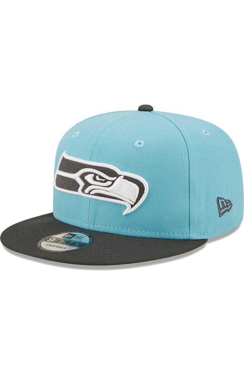 New Era Men's New Era Blue/Graphite Seattle Seahawks Two-Tone Color Pack 9FIFTY Snapback Hat, Main, color,
