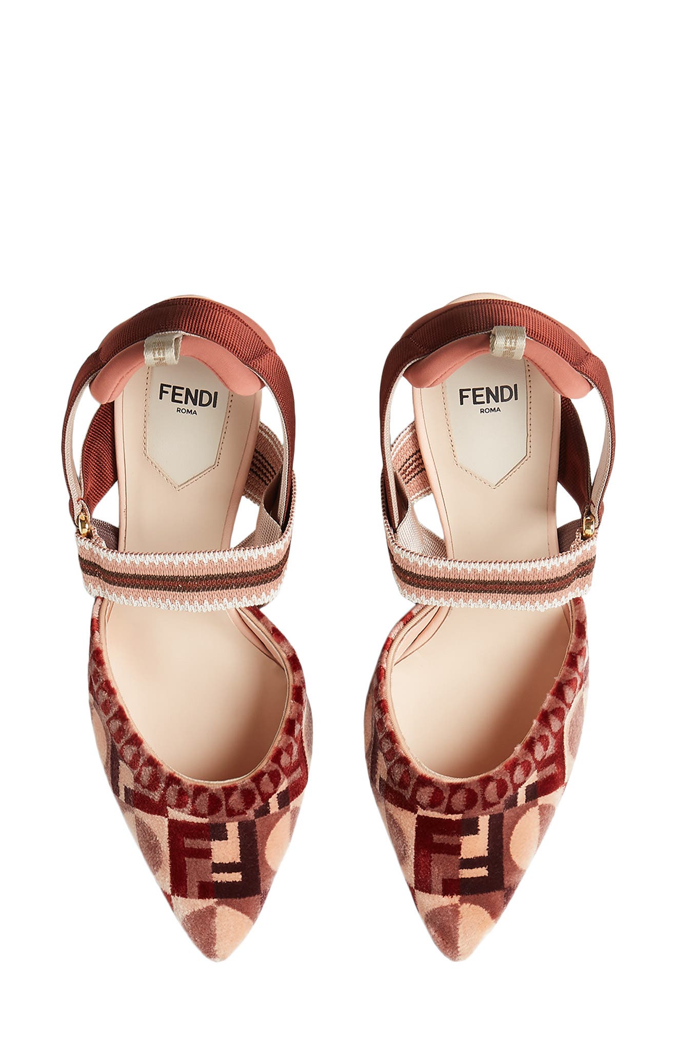Fendi Colibri Pointed Toe Slingback Pump, Alternate, color, Beige/ Rose/ Brown