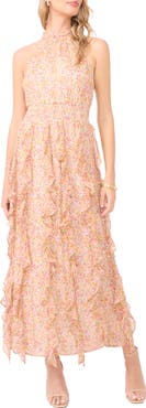 1.STATE Flounce Cascading Maxi Dress