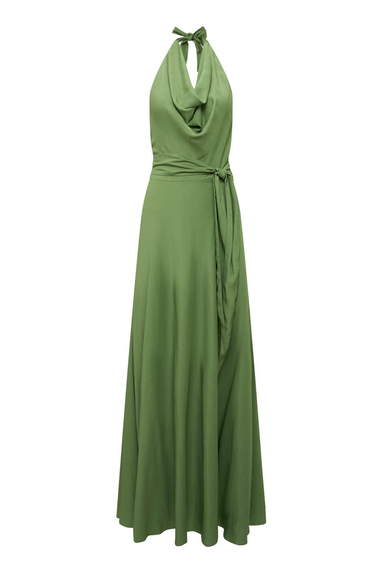 McKibbin Halter Neck Maxi Dress, Alternate, color, MILITARY GREEN