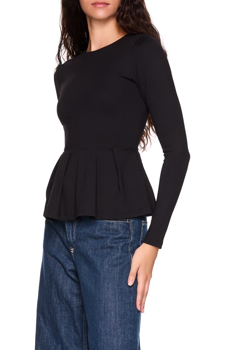 Susana Monaco Long Sleeve Peplum Top, Alternate, color, Black