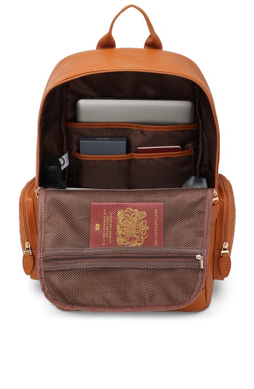 Elle Leisure Luxe 27l Vegan Leather Backpack In Brown