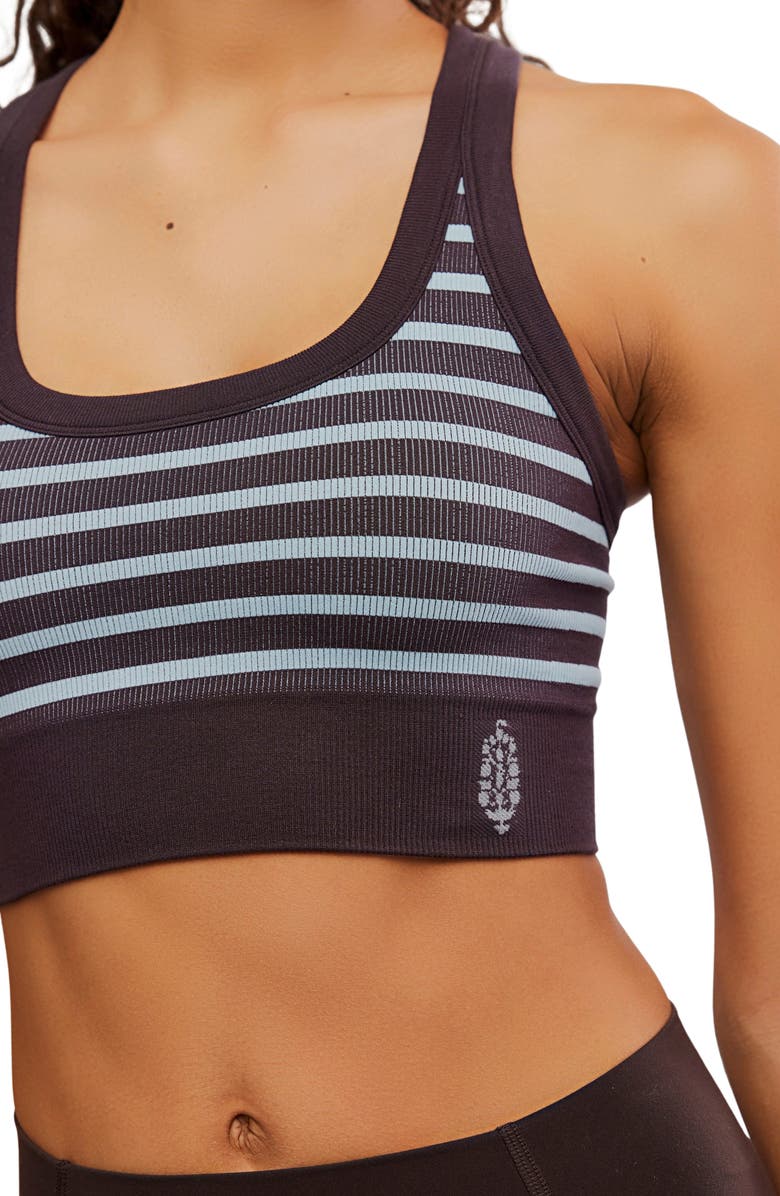 FP Movement by Free People FP Movement Stripe Go To Sports Bra, Alternate, color, Chocolate Combo