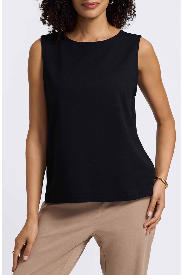Callie Sleeveless Crepe Knit Top, Alternate, color, BLACK