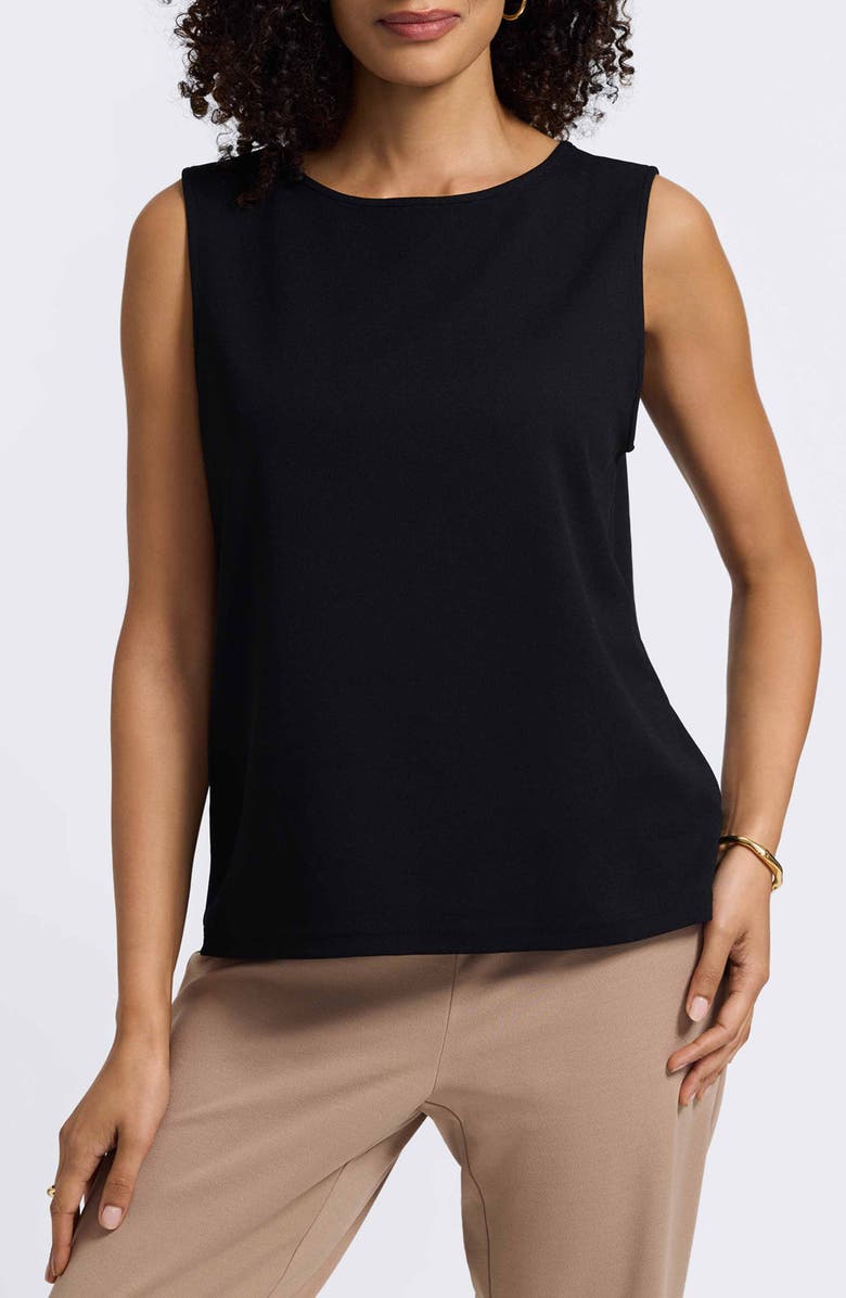 Foxcroft Callie Sleeveless Crepe Knit Top, Alternate, color, Black