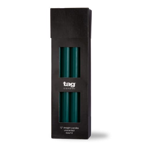 Tag Color Studio 12" Dark Green Straight Candles -set Of 12