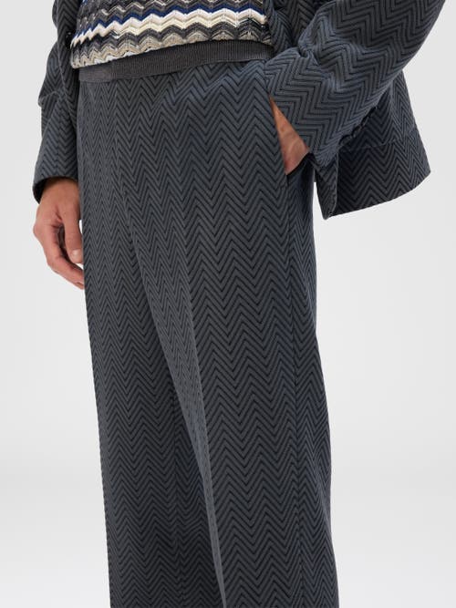 Missoni Straight Pants With Zigzag Pattern In Gray