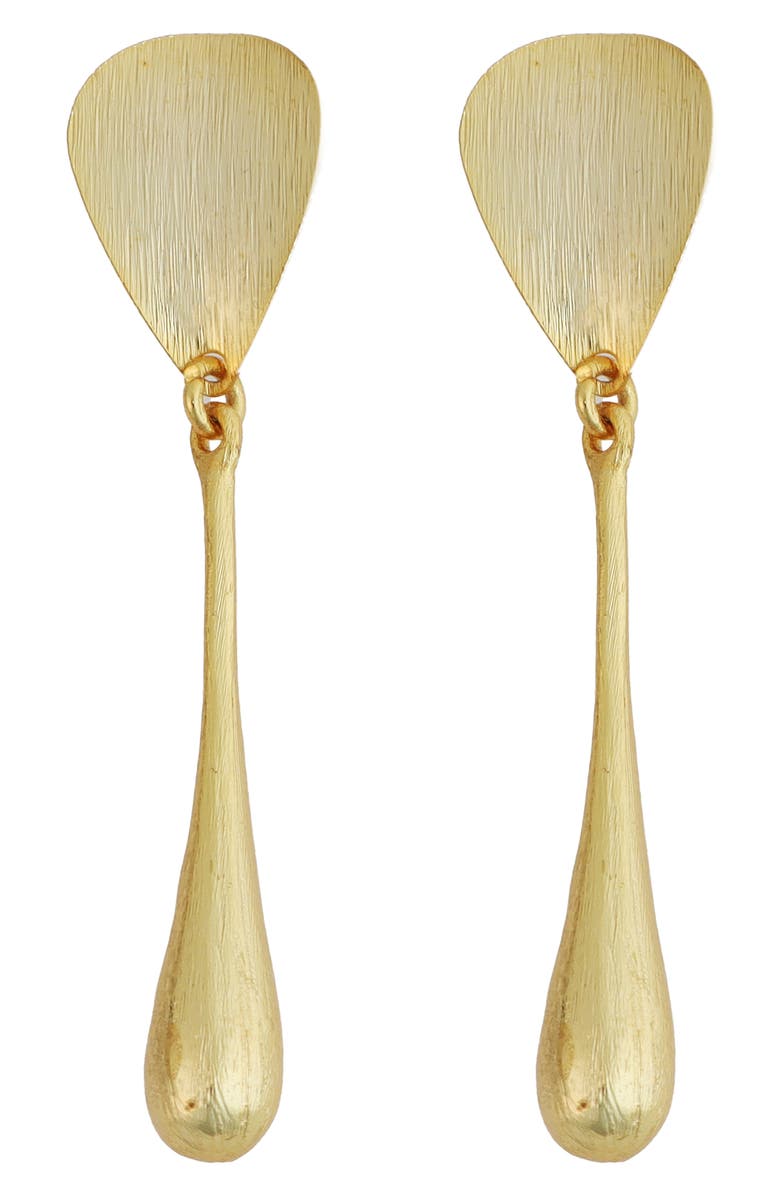 Panacea Textured Linear Teardrop Earrings, Main, color, Gold