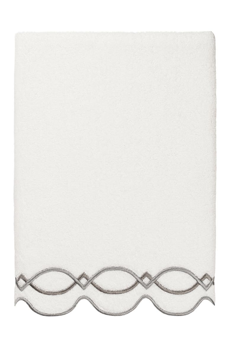 6-Piece Diamond Chain Embroidered Turkish Cotton Towel Set, Alternate, color, WHITE/ GRAY