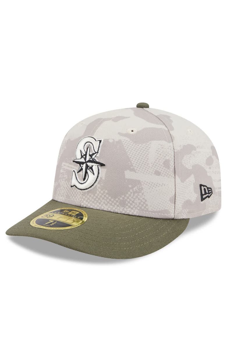 New Era Men's New Era Light Beige/Olive Seattle Mariners 2025 Armed Forces Day Low Profile 59FIFTY Fitted Hat, Alternate, color, Light Beige