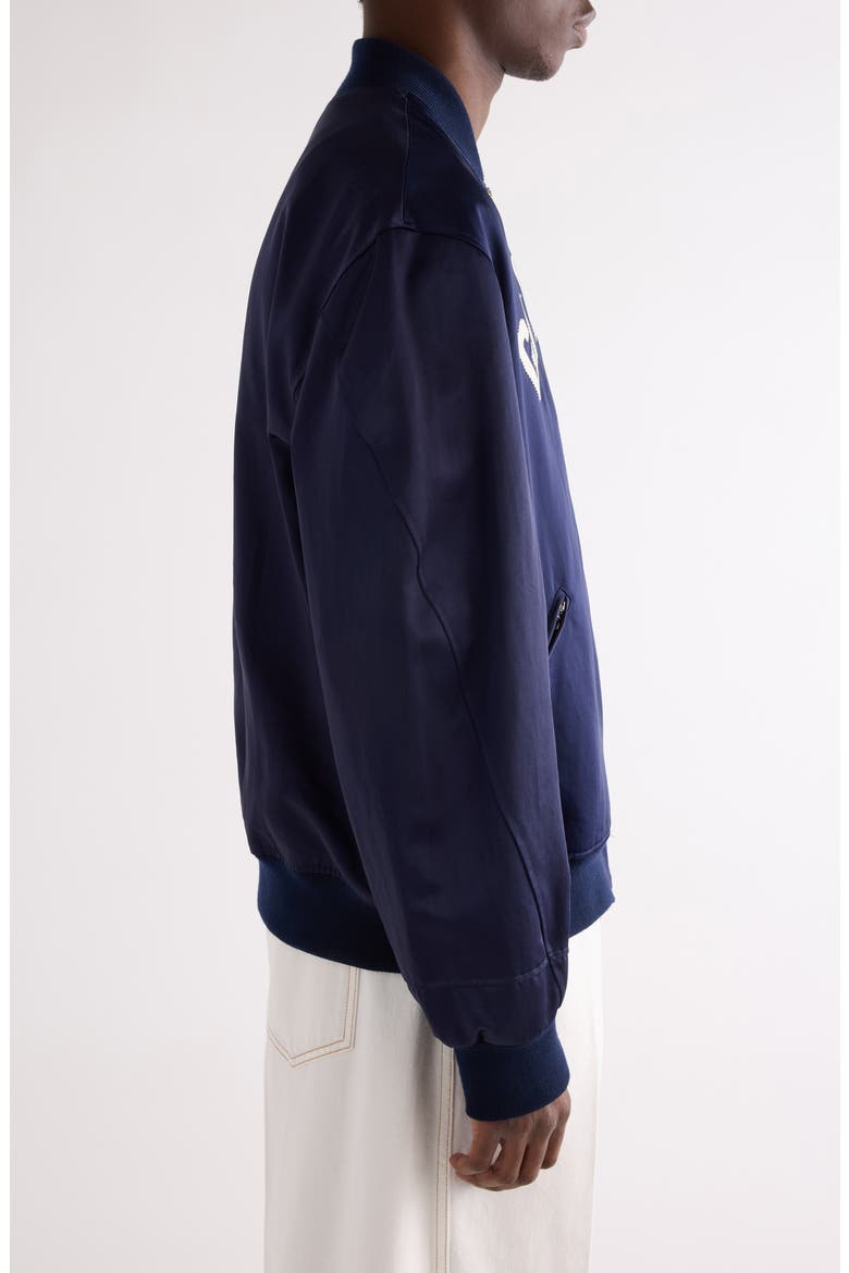 Oversize Logo Appliqué Bomber Jacket, Alternate, color, NAVY