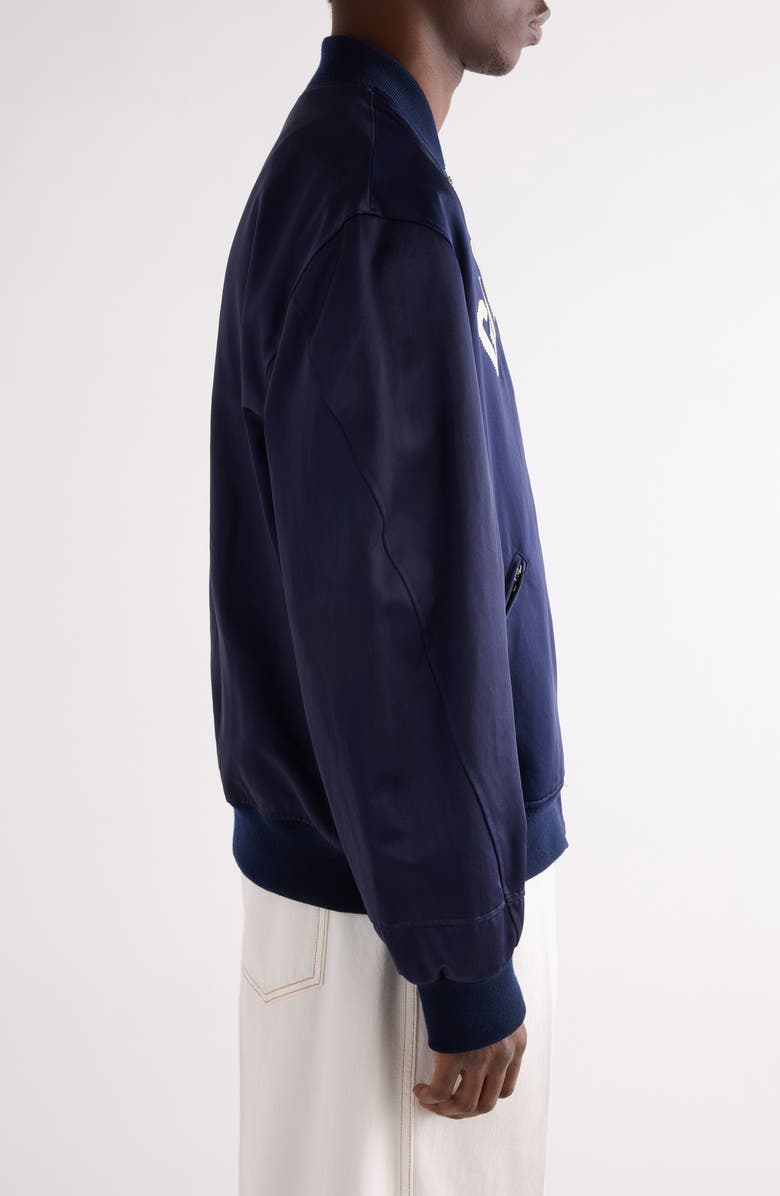 Givenchy Oversize Logo Appliqué Bomber Jacket, Alternate, color, Navy