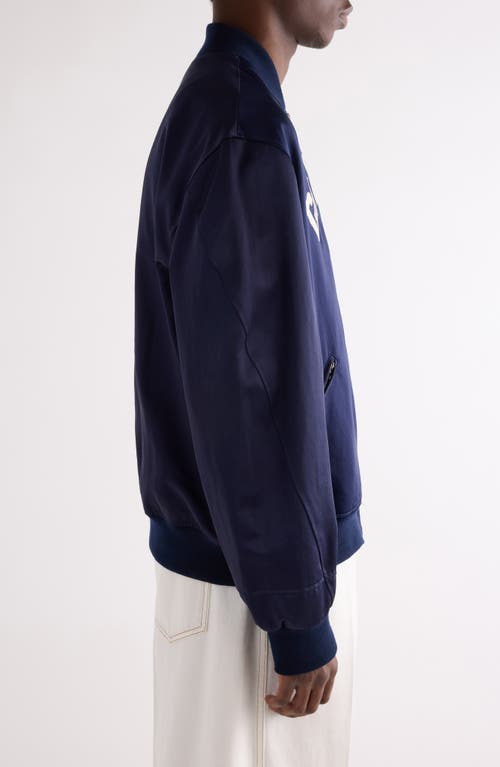 Givenchy Deep Navy Satin-finish Bomber Jacket In Blue