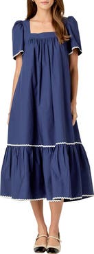 English Factory Rickrack Trim Midi Dress