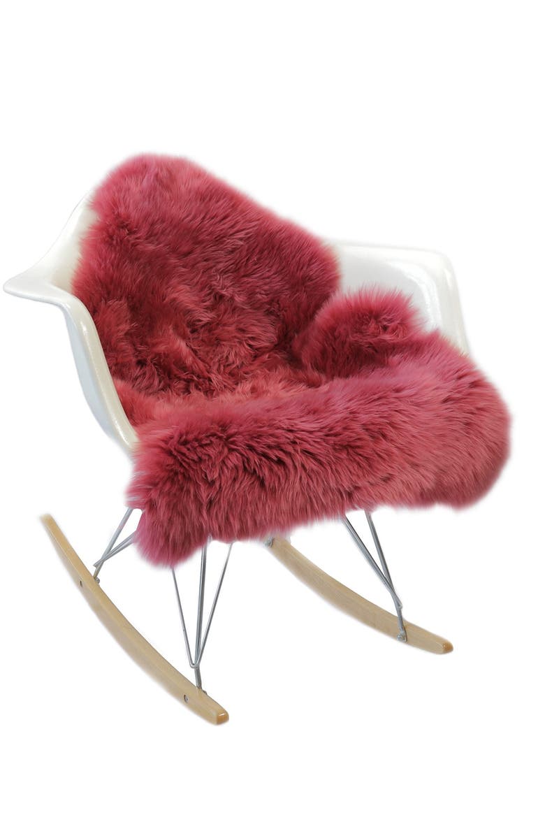 NATURAL Milan Genuine Sheepskin Shearling Throw 24" x 36" - Raspberry, Alternate, color,