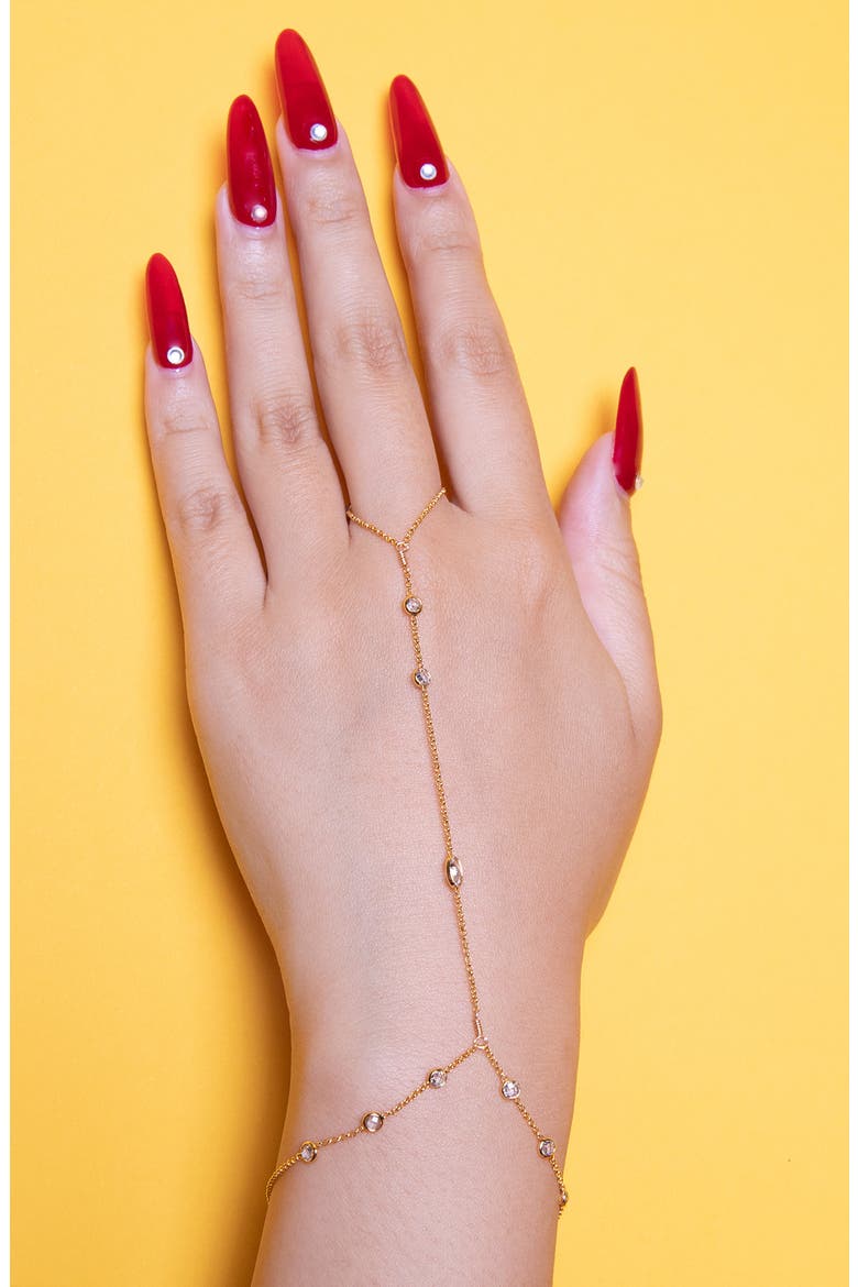 Rain Drop Station Hand Chain, Alternate, color, GOLD