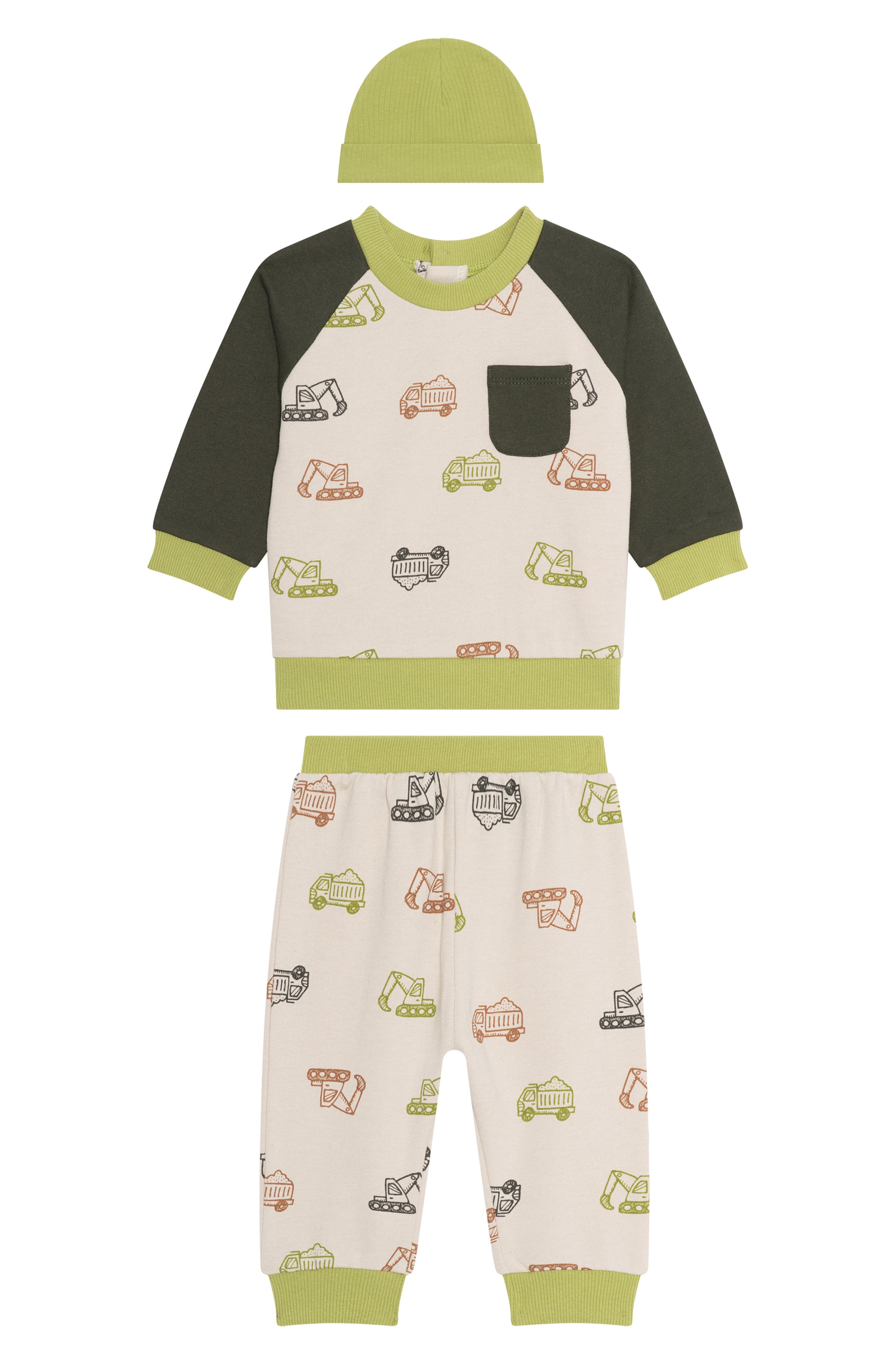 PL Baby by Petit Lem Colorblock Sweatshirt, Joggers & Hat Set