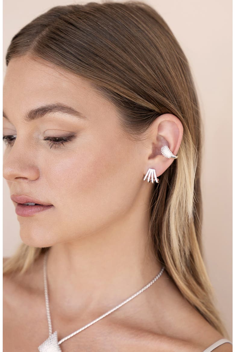 Angel Wings Drop Earrings, Alternate, color, SILVER