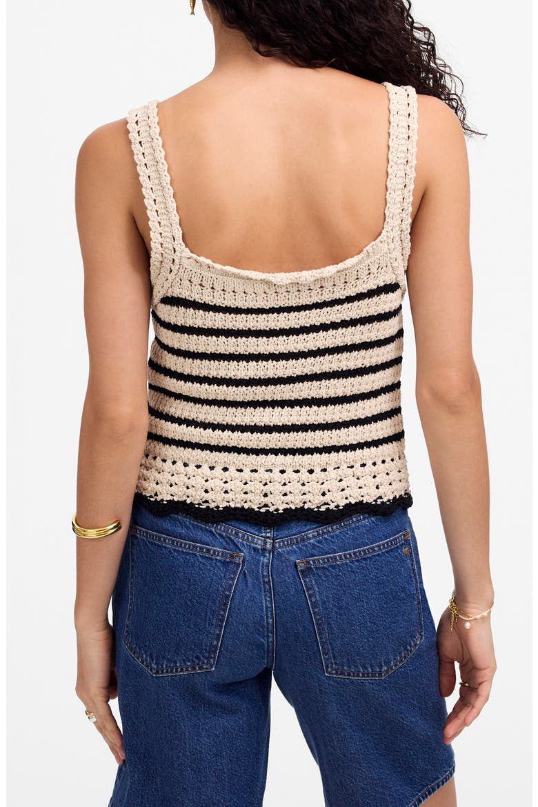Stripe Crochet Sweater Tank, Alternate, color, NATURAL AND BLACK STRIPE