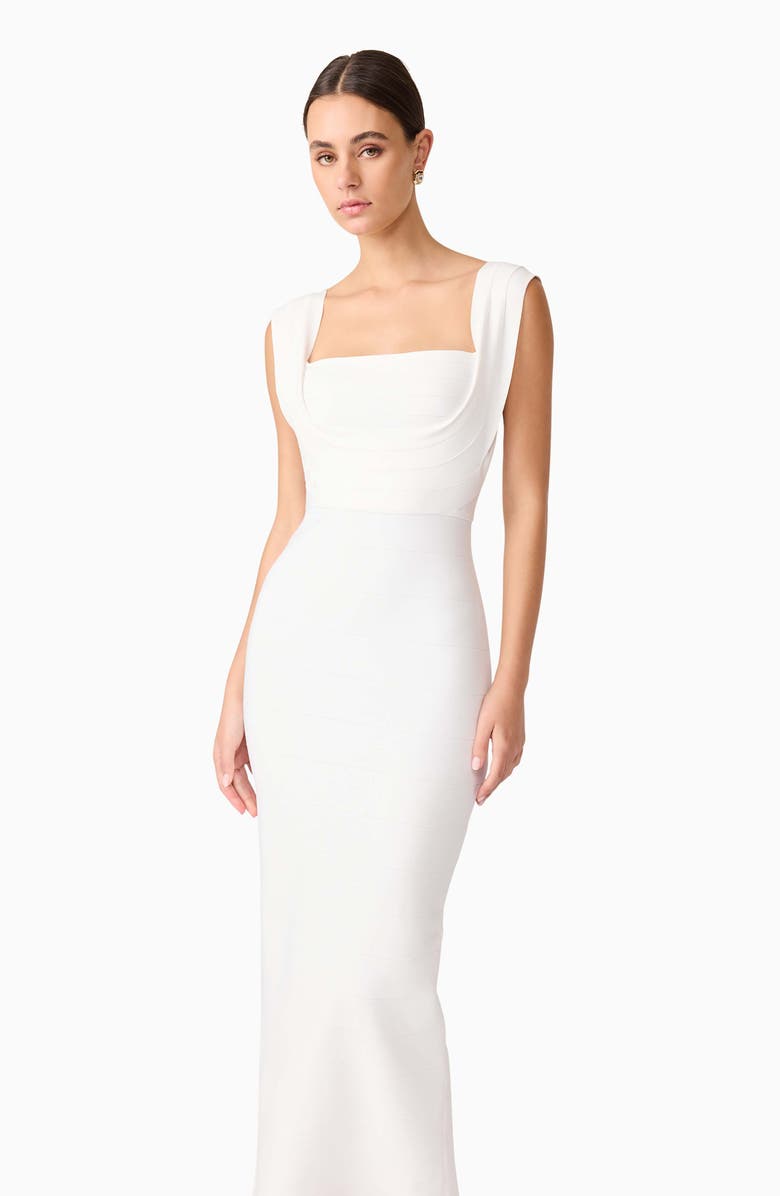 Elliatt Fiona Square Neck Drape Back Column Gown, Alternate, color, White