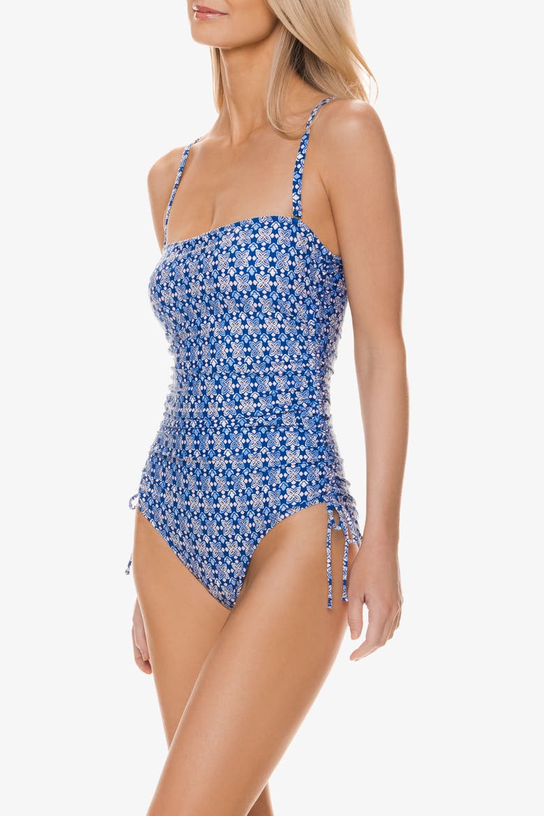 Cinch Bandeau One-Piece, Alternate, color, Lagos