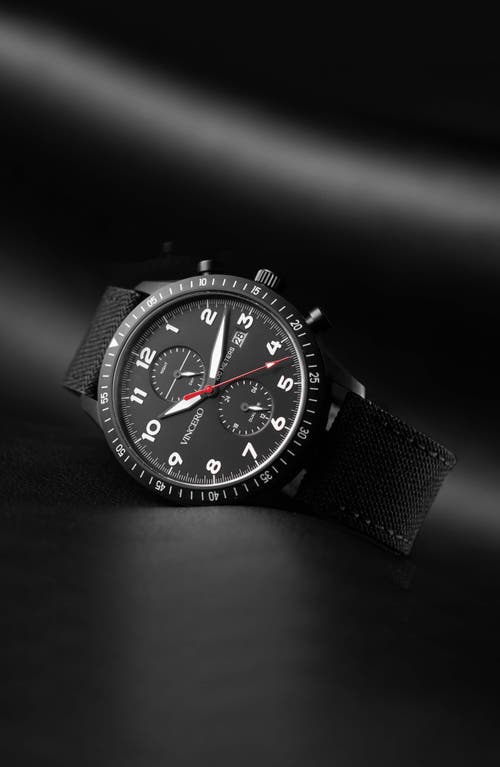 Vincero Altitude Chronograph Fabric Strap Watch, 43mm In Matte Black/red