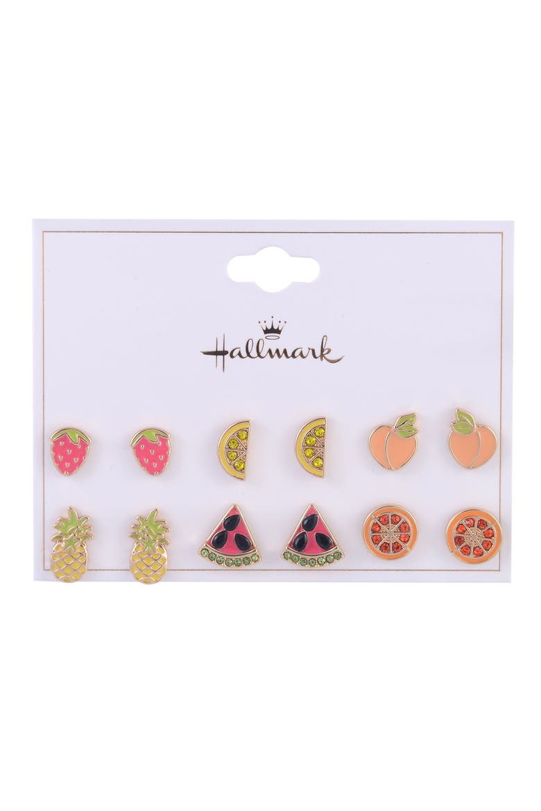 6 Pack Fruit Stud Earring Set, Alternate, color, Multicolored