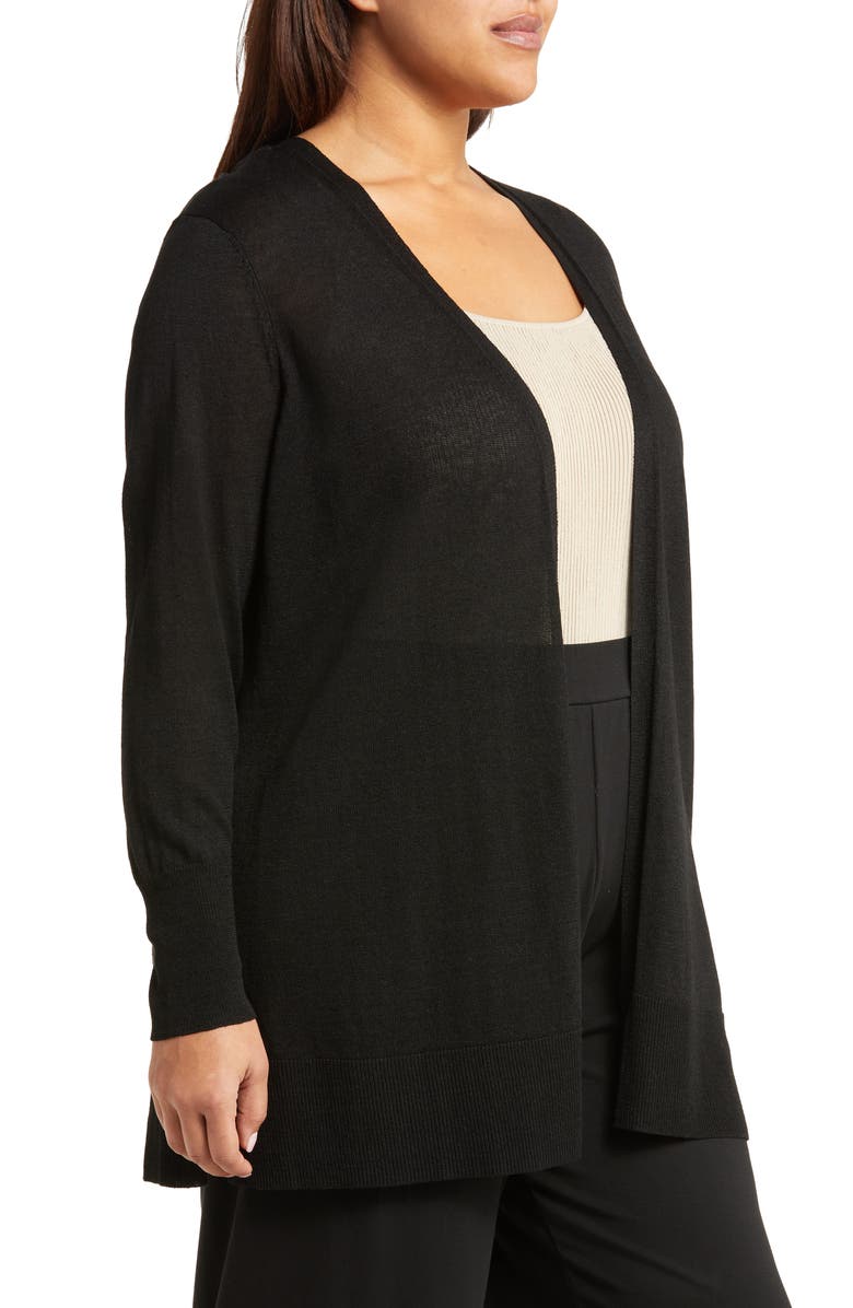 Halogen<sup>®</sup> Side Slit Linen Blend Cardigan, Alternate, color,