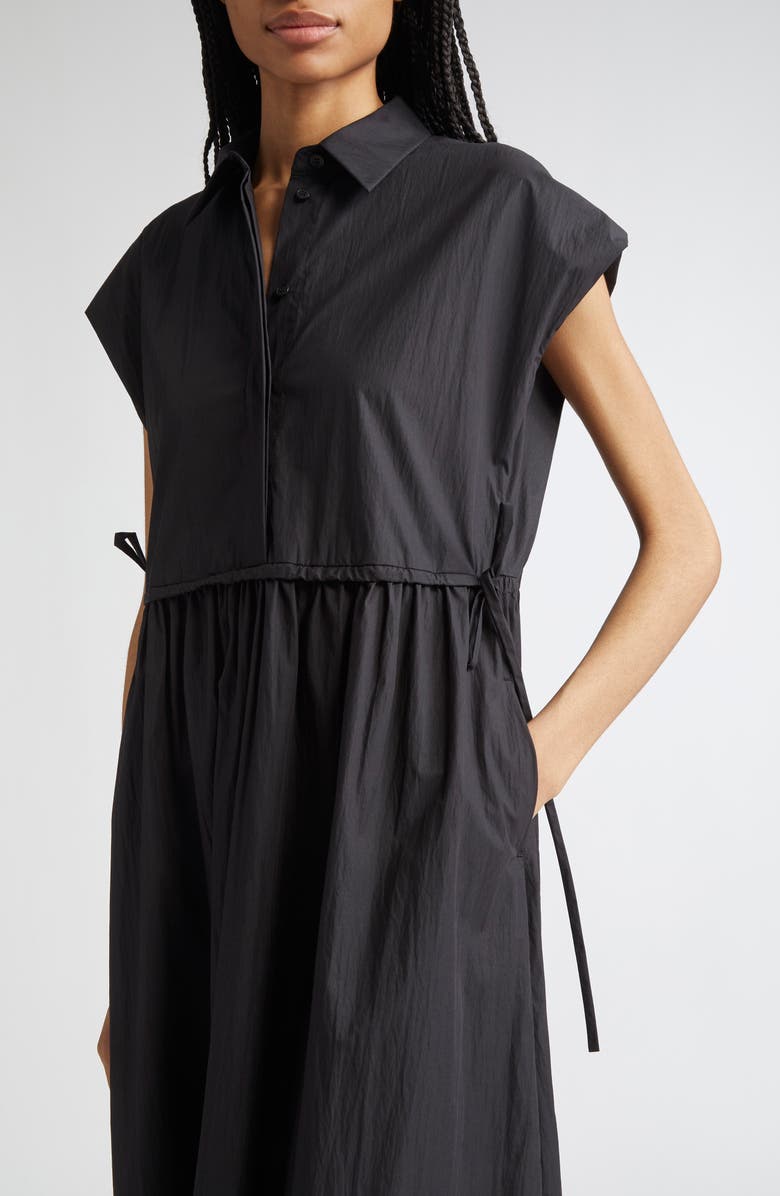 Lafayette 148 New York Travel Cotton Gathered Waist Shirtdress, Alternate, color, Black