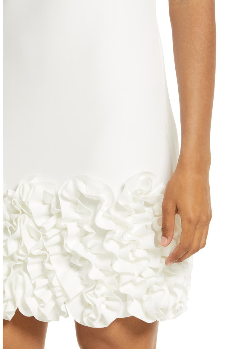 Ruffle Hem Stretch Satin Sheath Dress, Alternate, color, IVORY