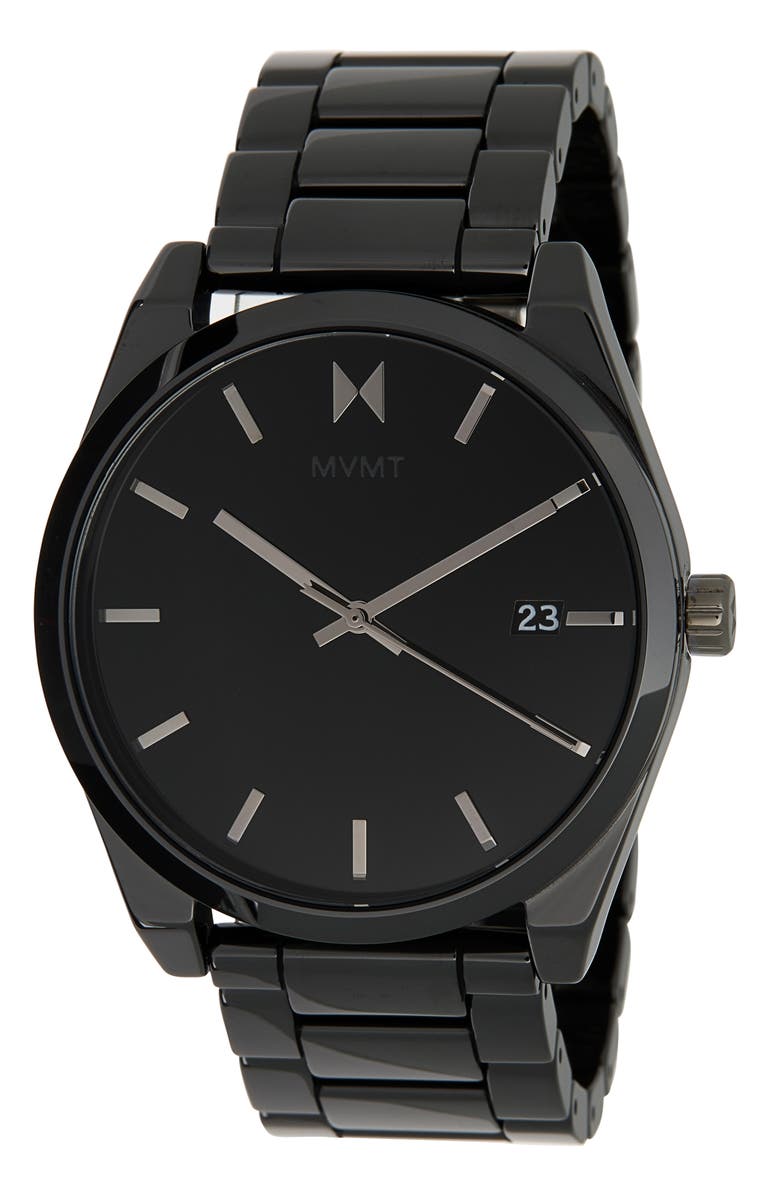 MVMT WATCHES Element Ceramic Quartz Bracelet Watch, 43mm, Main, color, Black
