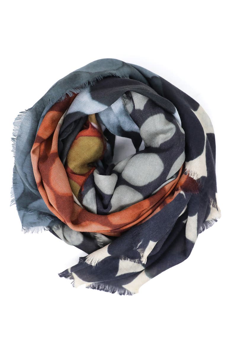 Nicoletta Rosi Reversible Dot Print Modal & Cashmere Fringe Scarf, Alternate, color,