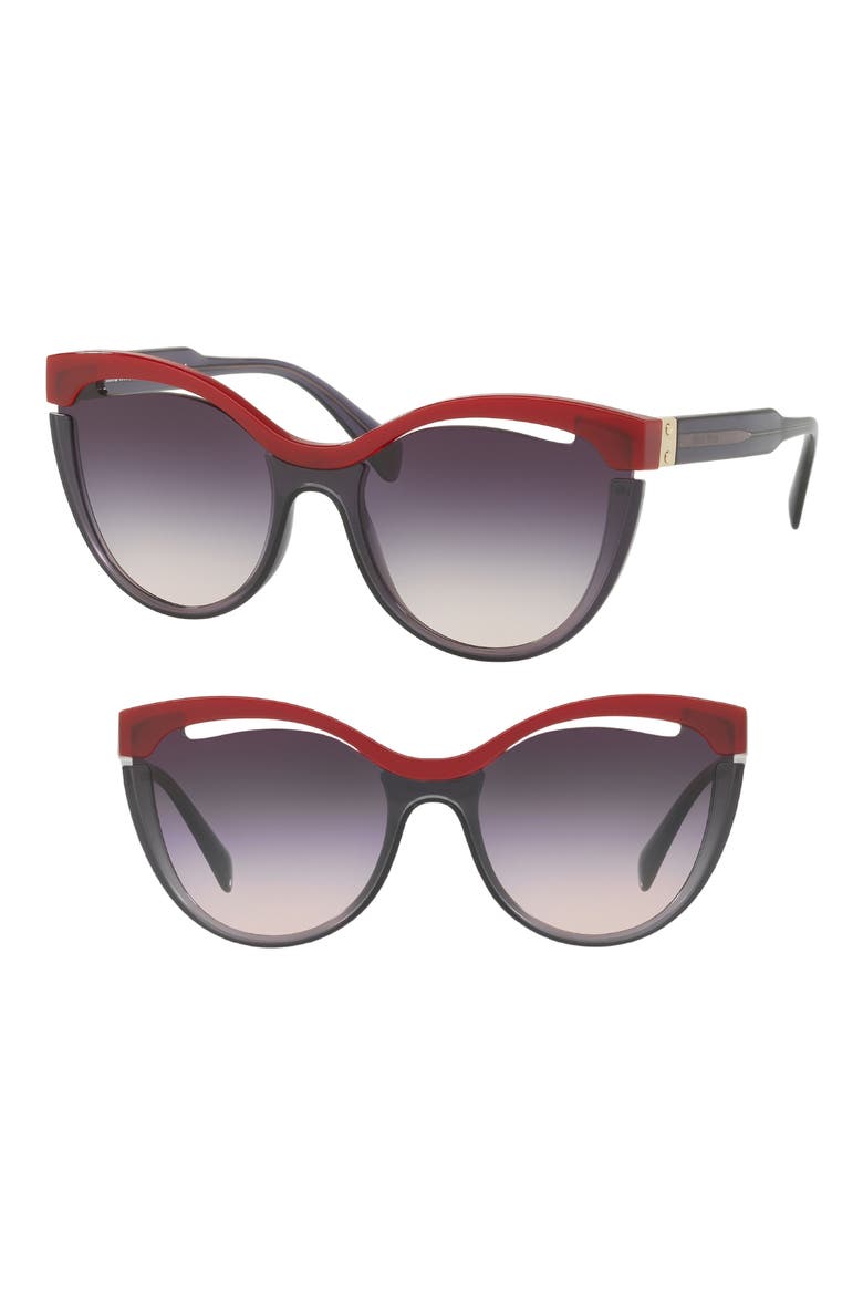 55mm Cat Eye Sunglasses, Main, color, BORDEAUX GRADIENT