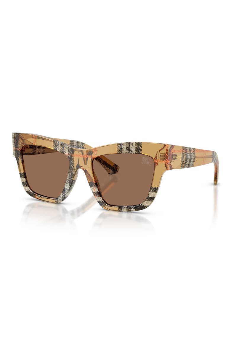 53mm Square Sunglasses, Alternate, color, CHECK SAND/DARK BROWN
